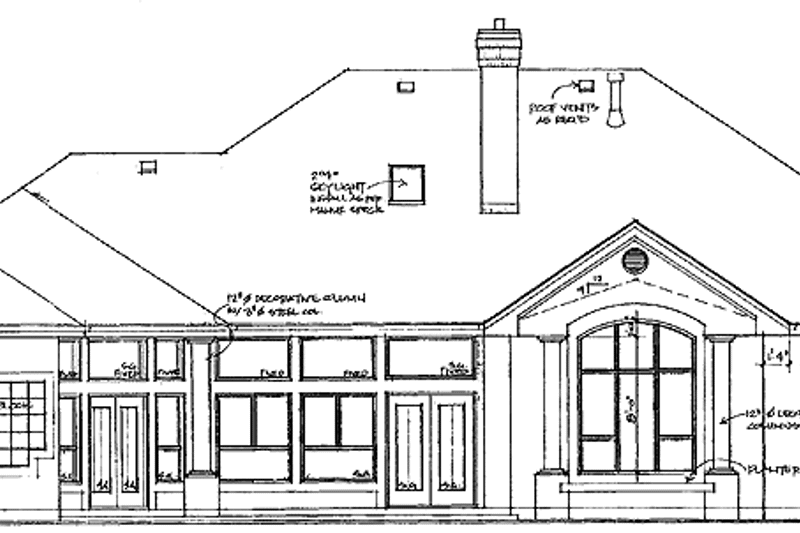 Home Plan - Exterior - Rear Elevation for Mediterranean House Plan #47-854 - 3 bed, 3 bath