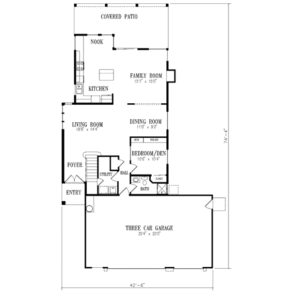 Architectural House Design - Adobe / Southwestern Floor Plan - Main Floor Plan #1-562