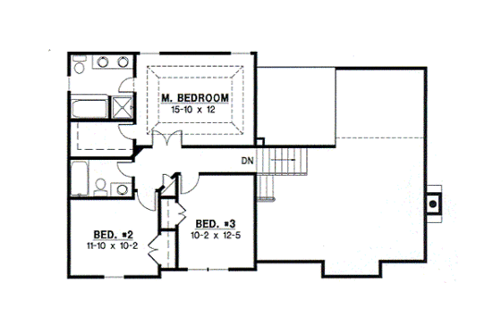 Floor Plan - Upper Floor for Traditional House Plan #67-643 - 3 bed, 2 bath