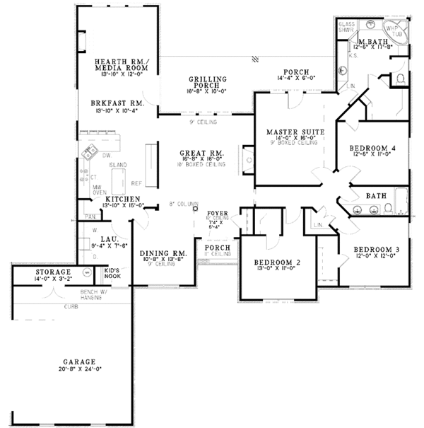 Dream House Plan - Ranch Floor Plan - Main Floor Plan #17-3152