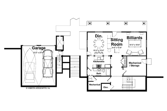 Floor Plan - Lower Floor for Craftsman House Plan #928-112 - 3 bed, 2.5 bath