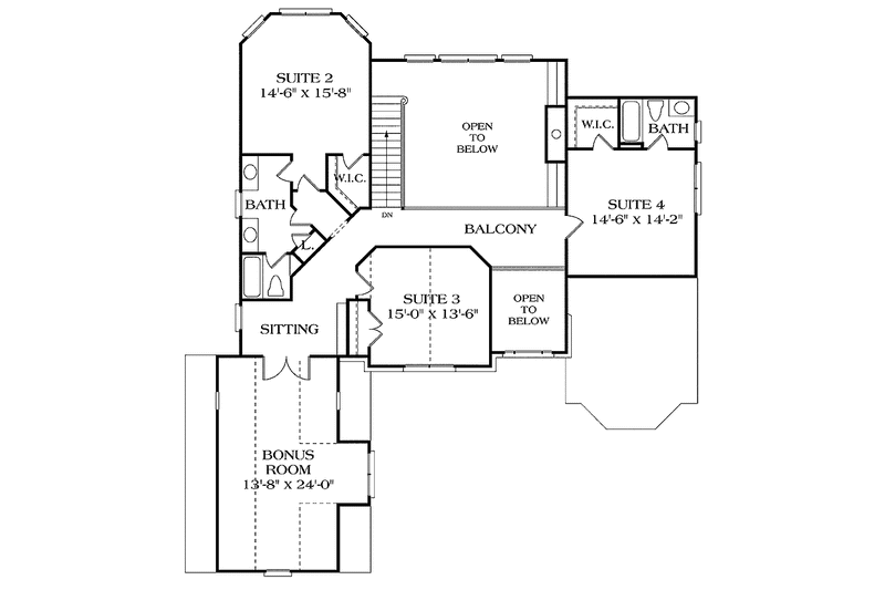 Home Plan - Floor Plan - Upper Floor for Country House Plan #453-307 - 4 bed, 3.5 bath