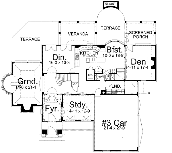 Dream House Plan - European Floor Plan - Main Floor Plan #119-220