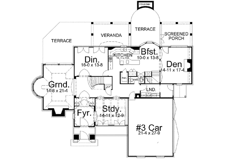 Home Plan - Floor Plan - Main Floor for European House Plan #119-220 - 4 bed, 3 bath