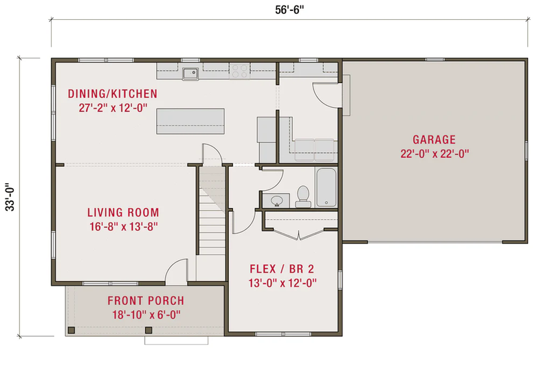 Architectural House Design - Floor Plan - Main Floor for Farmhouse House Plan #461-107 - 4 bed, 3 bath