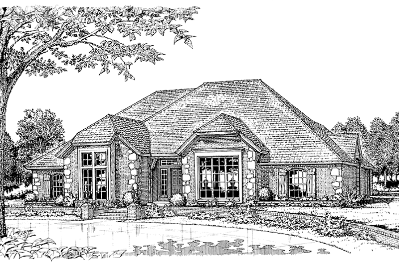 House Blueprint - Exterior - Front Elevation 3 for European House Plan #310-1000 - 4 bed, 3 bath