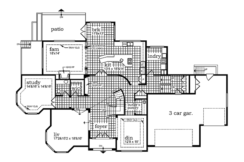 Home Plan - Floor Plan - Main Floor for Mediterranean House Plan #47-1017 - 4 bed, 4.5 bath