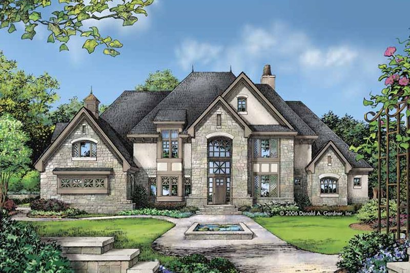 Home Plan - Exterior - Front Elevation 3 for European House Plan #929-813 - 4 bed, 4.5 bath