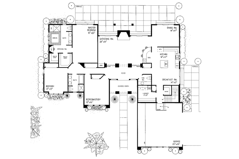 Home Plan - Floor Plan - Main Floor for Adobe / Southwestern House Plan #72-210 - 3 bed, 2.5 bath