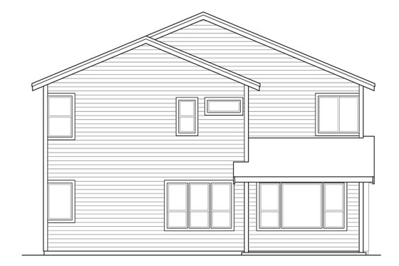 Exterior - Rear Elevation for Traditional House Plan #124-1018 - 3 bed, 3 bath