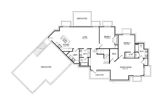 Floor Plan - Lower Floor for Craftsman House Plan #920-10 - 6 bed, 4.5 bath