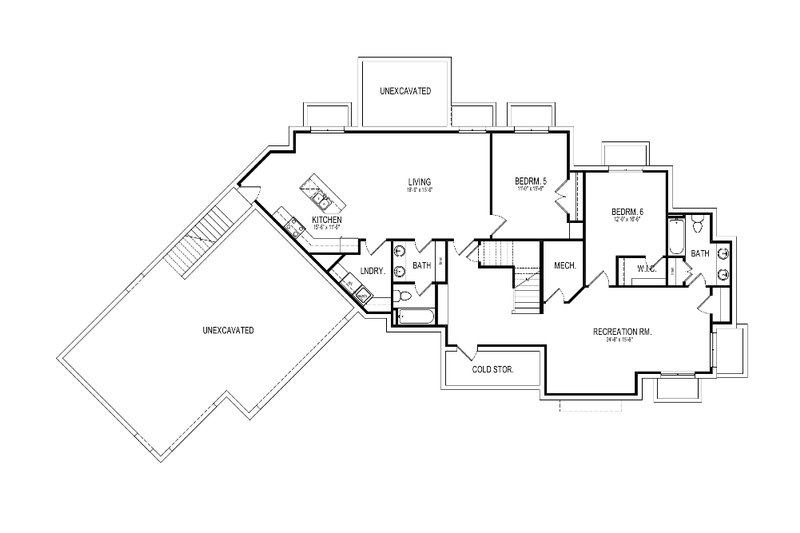 Home Plan - Floor Plan - Lower Floor for Craftsman House Plan #920-10 - 6 bed, 4.5 bath
