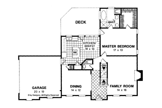 Floor Plan - Main Floor for Traditional House Plan #56-648 - 4 bed, 2.5 bath