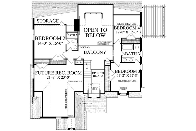 Architectural House Design - Floor Plan - Upper Floor for Cottage House Plan #137-289 - 5 bed, 4 bath