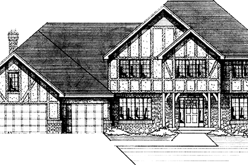 House Blueprint - Tudor Exterior - Front Elevation Plan #51-916