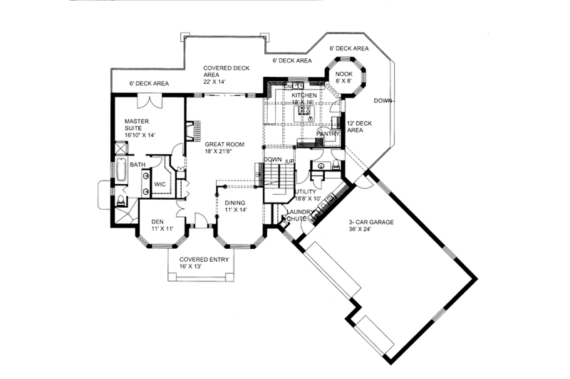 Architectural House Design - Floor Plan - Main Floor for Contemporary House Plan #117-844 - 4 bed, 3.5 bath