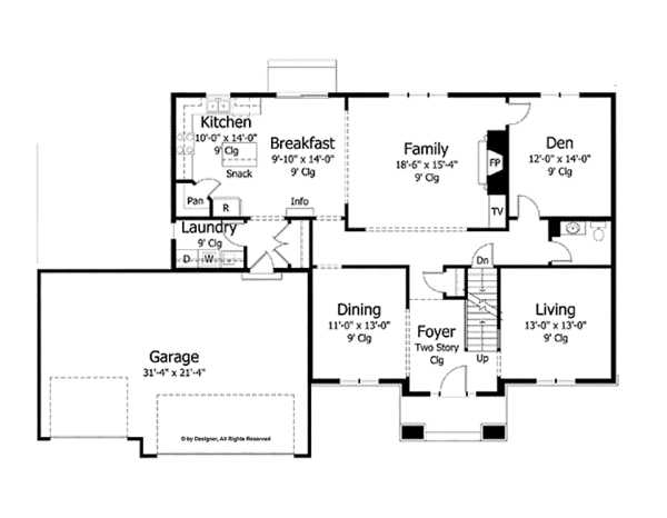 House Plan Design - Colonial Floor Plan - Main Floor Plan #51-1029