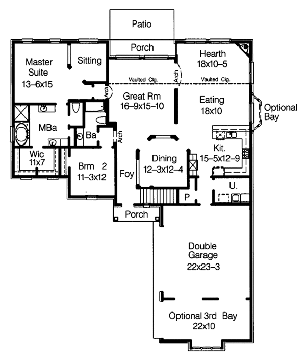 House Blueprint - Traditional Floor Plan - Main Floor Plan #15-389