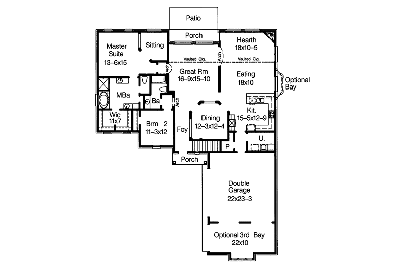Home Plan - Floor Plan - Main Floor for Traditional House Plan #15-389 - 4 bed, 3 bath