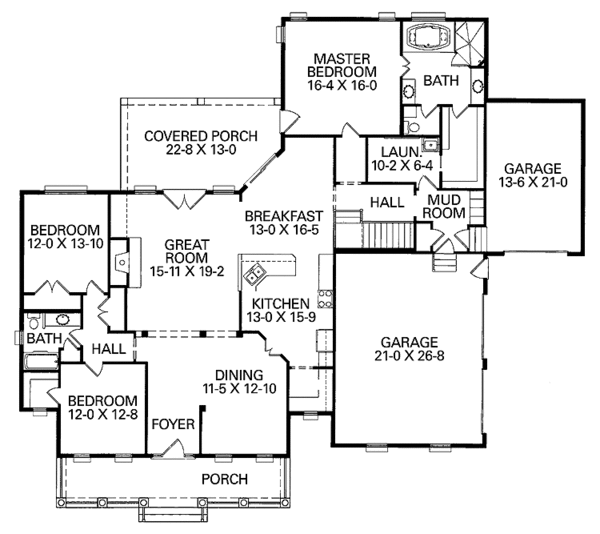 House Design - Country Floor Plan - Main Floor Plan #46-778