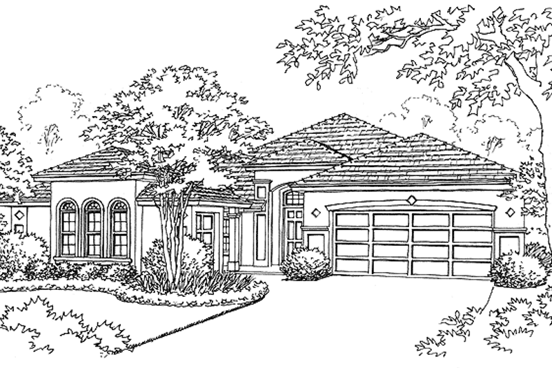House Blueprint - Exterior - Rear Elevation for Mediterranean House Plan #417-568 - 4 bed, 3 bath