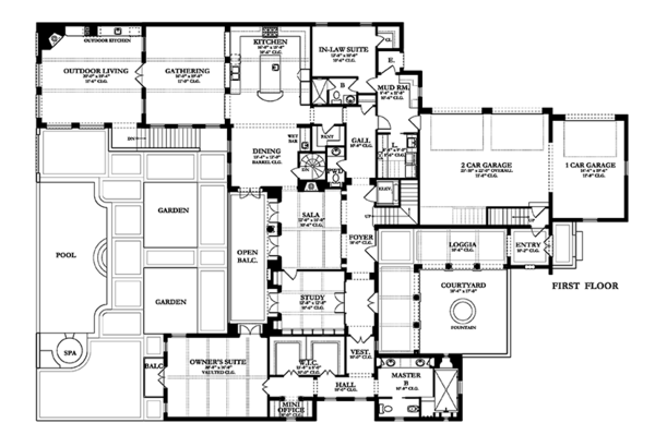 Home Plan - Mediterranean Floor Plan - Main Floor Plan #1058-85