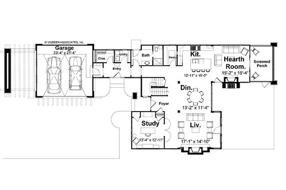 Floor Plan - Main Floor for Craftsman House Plan #928-15 - 2 bed, 3 bath