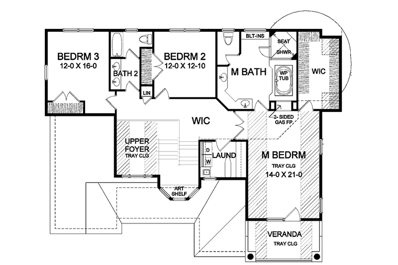Home Plan - Floor Plan - Upper Floor for Country House Plan #328-351 - 3 bed, 2.5 bath