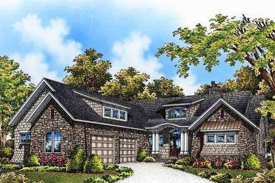 Exterior - Front Elevation 3 for European House Plan #929-975 - 4 bed, 4.5 bath