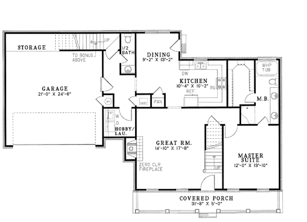 House Plan Design - Country Floor Plan - Main Floor Plan #17-2620