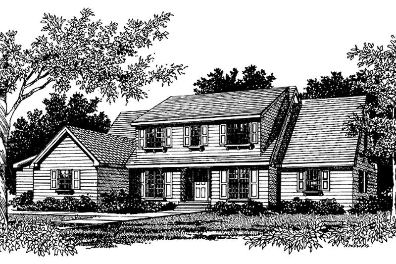 Architectural House Design - Colonial Exterior - Front Elevation Plan #1051-10