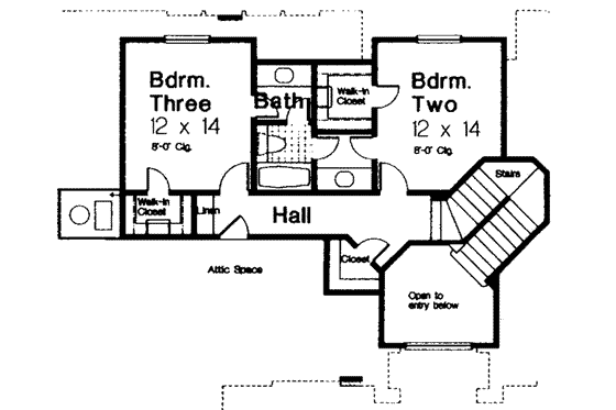 Floor Plan - Upper Floor for European House Plan #310-268 - 3 bed, 2.5 bath