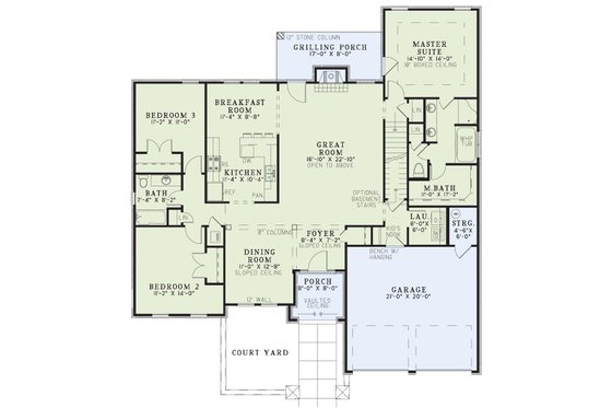 Floor Plan - Main Floor for European House Plan #17-2922 - 3 bed, 2 bath