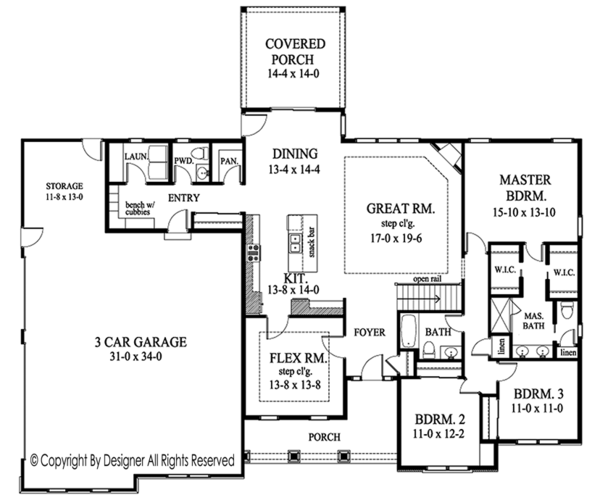 House Plan Design - Ranch Floor Plan - Main Floor Plan #1010-194