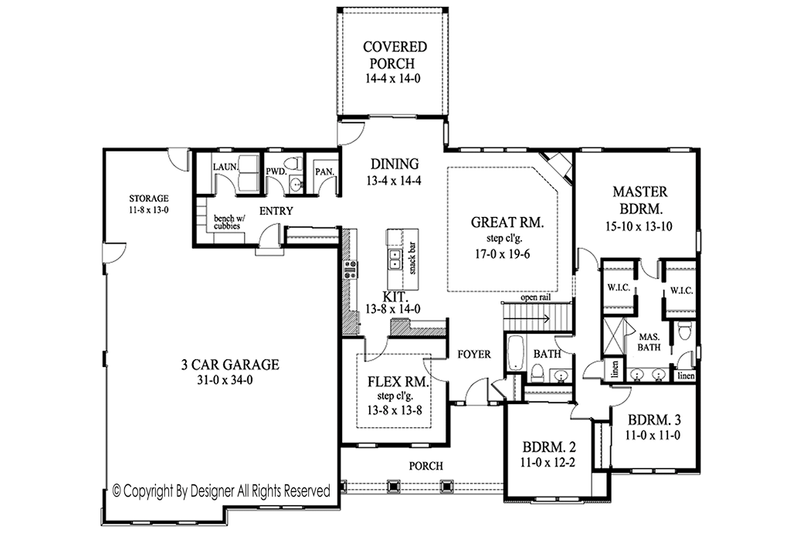 Dream House Plan - Floor Plan - Main Floor for Ranch House Plan #1010-194 - 3 bed, 2.5 bath