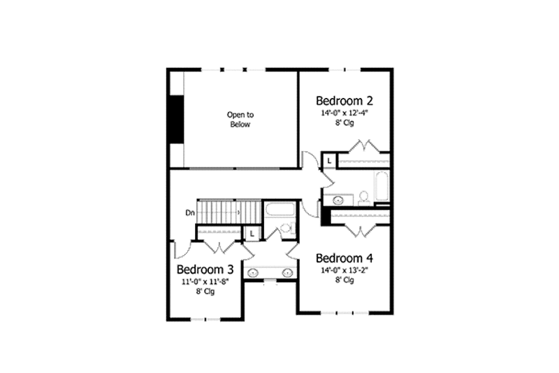 Home Plan - Floor Plan - Upper Floor for Colonial House Plan #51-1023 - 4 bed, 3.5 bath