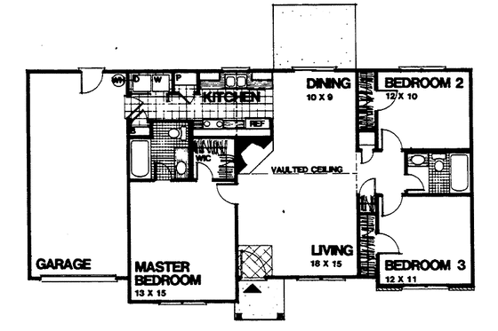 Floor Plan - Main Floor for Ranch House Plan #30-231 - 3 bed, 2 bath