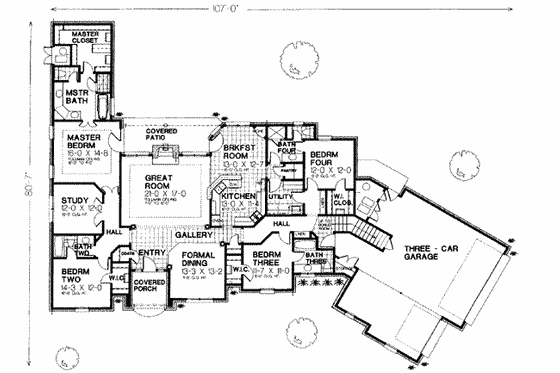 Floor Plan - Main Floor for European House Plan #310-280 - 4 bed, 4 bath