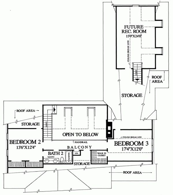 Southern Floor Plan - Upper Floor Plan #137-167