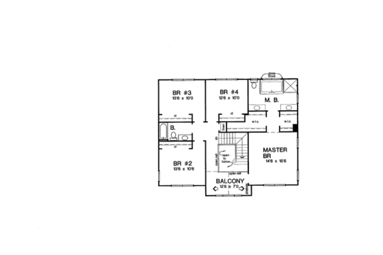 Floor Plan - Upper Floor for Colonial House Plan #312-584 - 4 bed, 2.5 bath