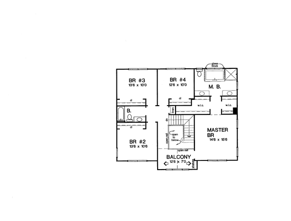 Colonial Floor Plan - Upper Floor Plan #312-584