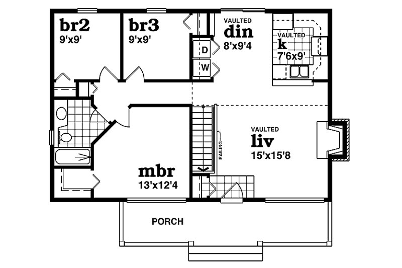 Home Plan - Floor Plan - Main Floor for Farmhouse House Plan #47-420 - 3 bed, 1 bath