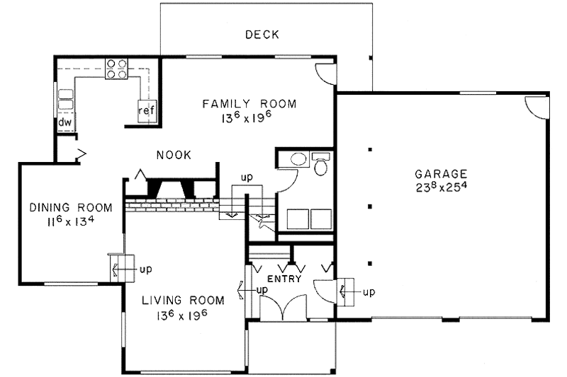Home Plan - Floor Plan - Main Floor for Contemporary House Plan #60-749 - 3 bed, 2.5 bath