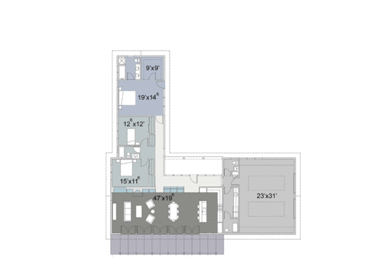 Floor Plan - Main Floor for Ranch House Plan #445-3 - 3 bed, 2.5 bath
