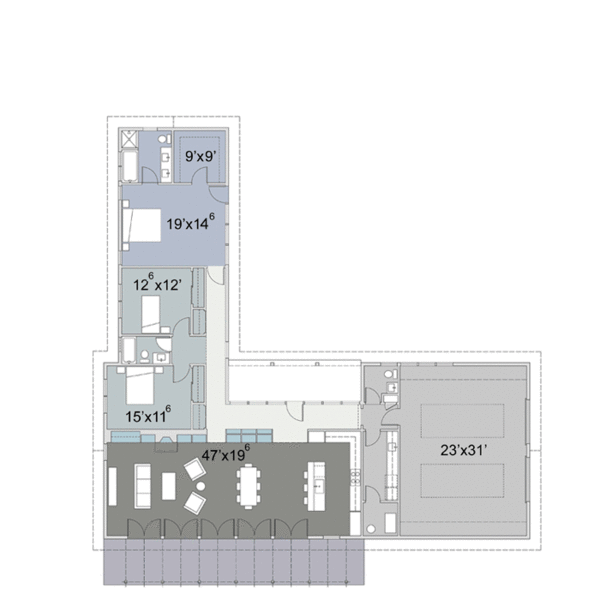 Architectural House Design - Ranch Floor Plan - Main Floor Plan #445-3
