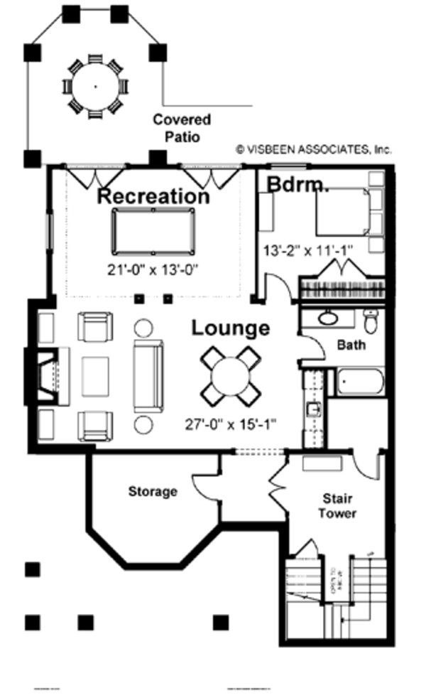 Architectural House Design - Country Floor Plan - Lower Floor Plan #928-98