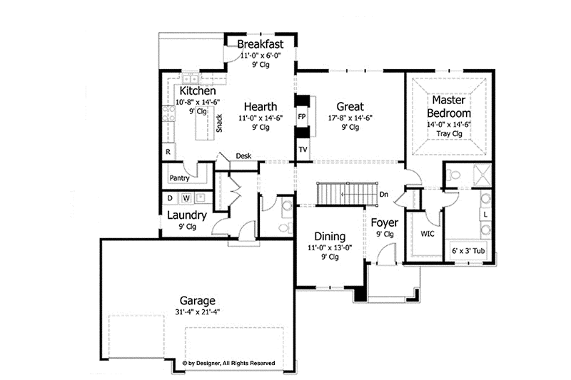 Home Plan - Floor Plan - Main Floor for European House Plan #51-976 - 1 bed, 1.5 bath