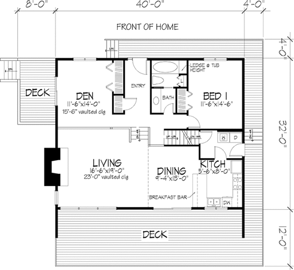 Architectural House Design - Cabin Floor Plan - Main Floor Plan #320-1475