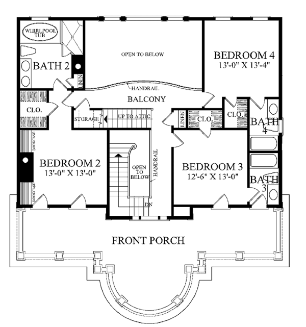 Classical Floor Plan - Upper Floor Plan #137-328