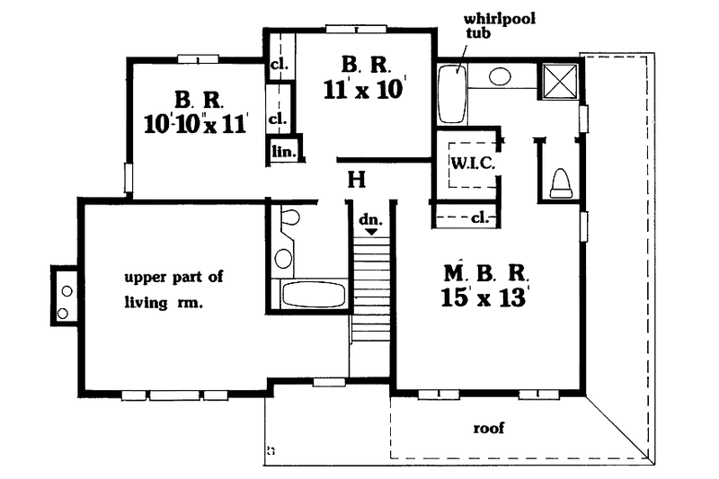 House Blueprint - Floor Plan - Upper Floor for Colonial House Plan #456-49 - 3 bed, 2.5 bath